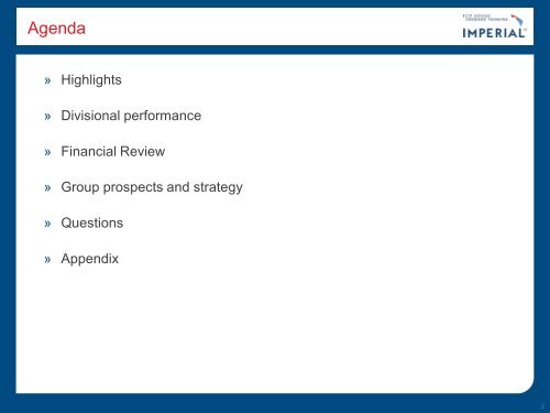 Unaudited interim results presentation (pdf) - Imperial