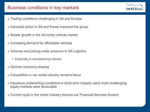 Unaudited interim results presentation (pdf) - Imperial