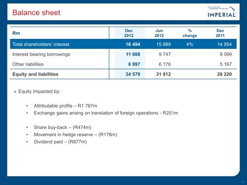 Unaudited interim results presentation (pdf) - Imperial