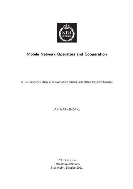 Mobile Network Operators and Cooperation - IMP Group