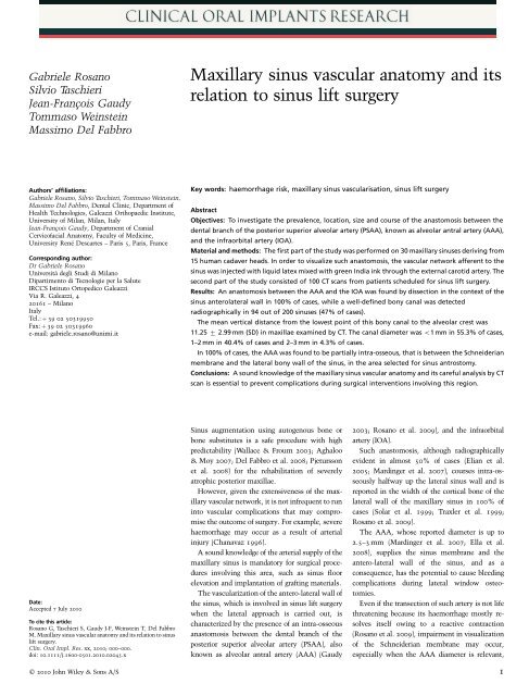 Maxillary sinus vascular anatomy and its relation to sinus lift surgery