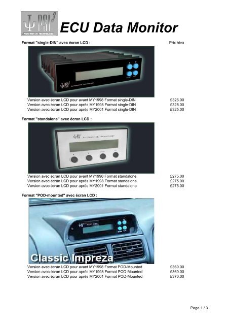 ECU Data Monitor - Impreza Club Luxembourg