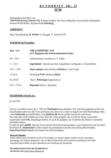 II/ RUNDBRIEF NR.: 53 - Impro-Theater.de