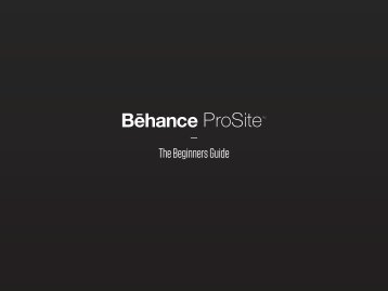 Behance ProSite - The Beginners Guide