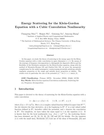 Energy Scattering for the Klein-Gordon Equation with a Cubic ...