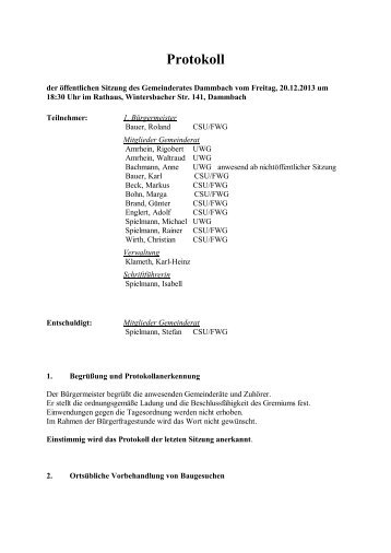 PROTOKOLL (auch als PDF) - Dammbach aktuell