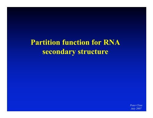 Partition function for RNA secondary structure