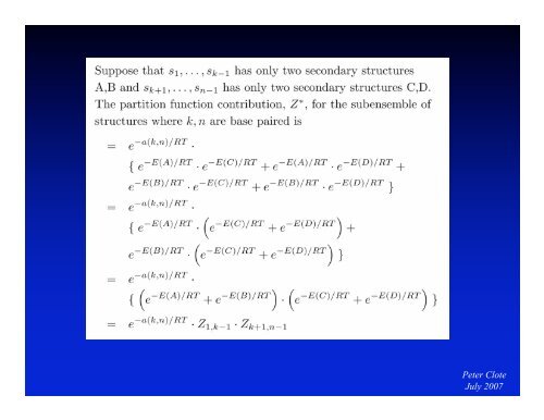 Partition function for RNA secondary structure