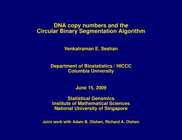 DNA copy numbers and the Circular Binary Segmentation Algorithm