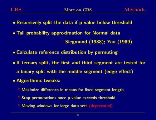 DNA copy numbers and the Circular Binary Segmentation Algorithm