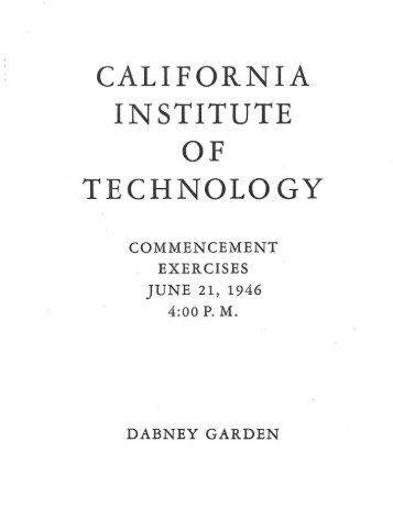 CALIFORNIA INSTITUTE OF TECHNOLOGY - Caltechcampuspubs