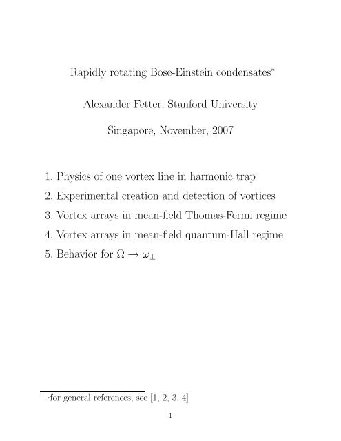 Rapidly rotating Bose-Einstein condensatesâ Alexander Fetter ...