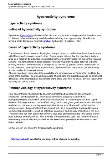 hyperactivity syndrome
