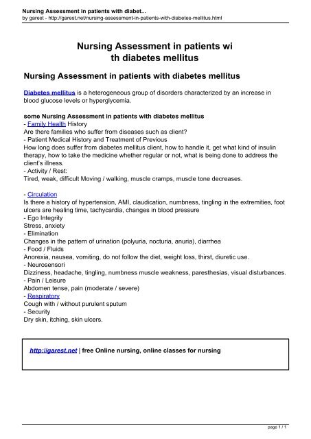 nursing research topics about diabetes