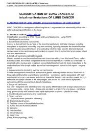 CLASSIFICATION OF LUNG CANCER, Cl inical manifestations OF LUNG CANCER