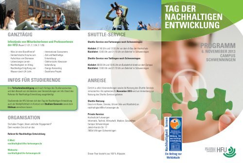 Flyer Tag Der NE HFU - Hochschule Furtwangen