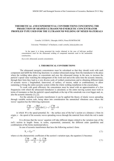 theoretical and experimental contributions concerning the projection ...
