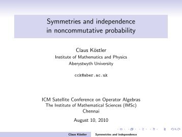 Claus Koestler - The Institute of Mathematical Sciences