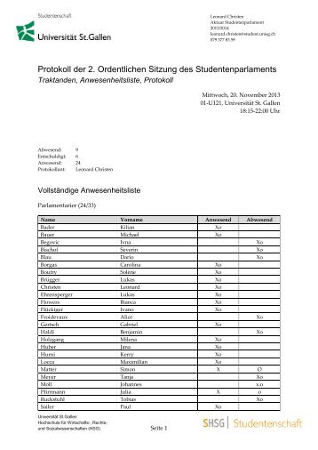 Definitives Protokoll (PDF) - Studentenschaft der Universität St. Gallen