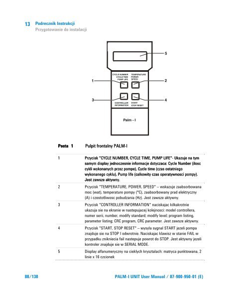 Palm-I Unit Model 969-9892 - Agilent Technologies