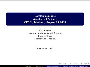 Catalan numbers - The Institute of Mathematical Sciences
