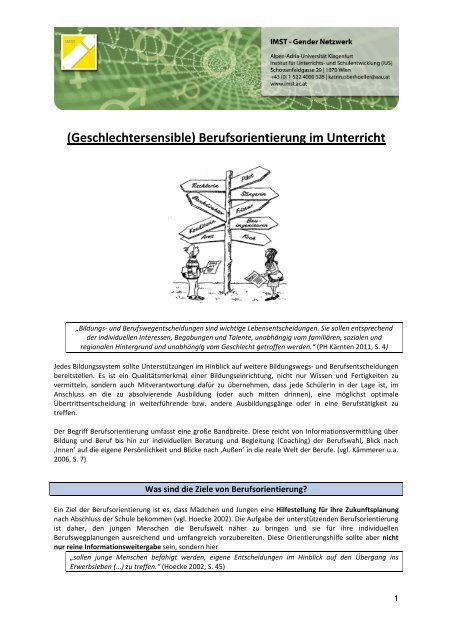Geschlechtersensible Berufsorientierung im Unterricht - IMST