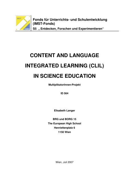content and language integrated learning (clil) in science ... - IMST
