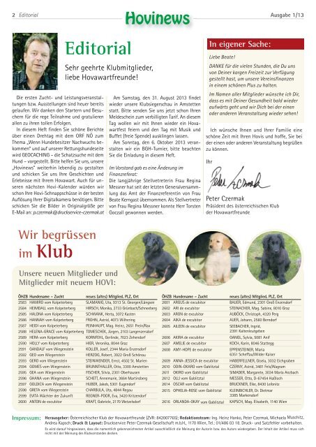 Hovi-News 1/2013 zum Download - Österreichischer Klub der ...