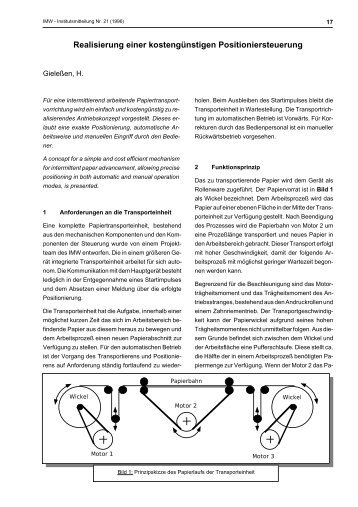 Realisierung einer kostengÃ¼nstigen Positioniersteuerung