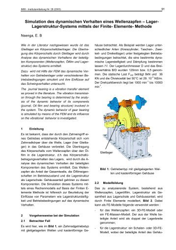 Simulation des dynamischen Verhalten eines Wellenzapfen â Lager ...