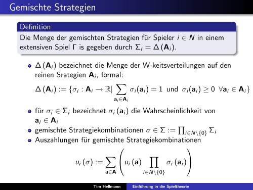 Vorlesung EinfÃ¼hrung in die Spieltheorie