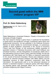 Prof. Dr. Dieter Balkenborg - Center for Mathematical Economics