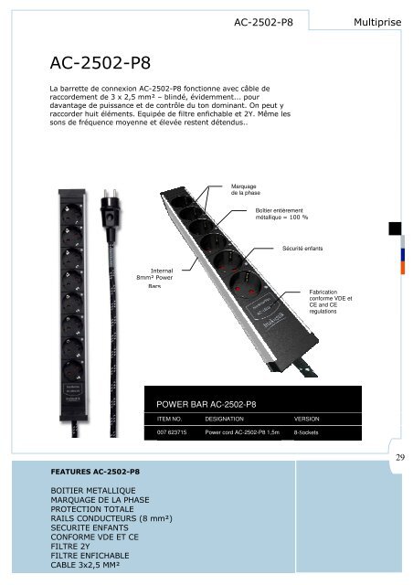 Netzleiste | Netzkabel Power cable | Power bar Multiprise - In-Akustik