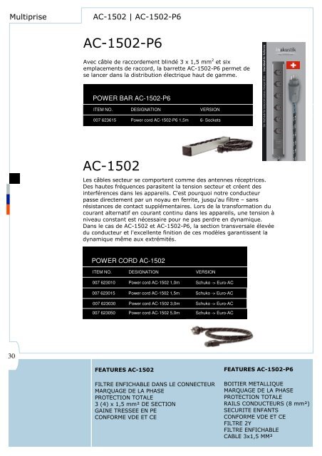 Netzleiste | Netzkabel Power cable | Power bar Multiprise - In-Akustik