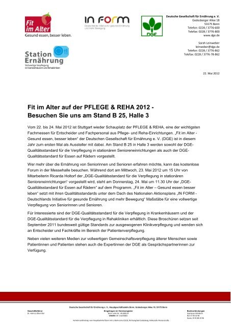 Fit im Alter auf der PFLEGE & REHA 2012 - Besuchen Sie ... - In Form