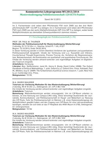KVV Masterstudiengang Politikwissenschaft WS 2013/14