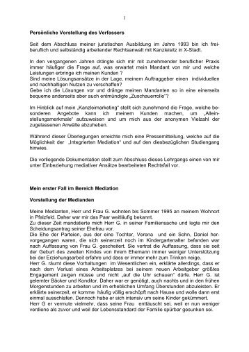 1 PersÃ¶nliche Vorstellung des Verfassers Seit dem Abschluss ...