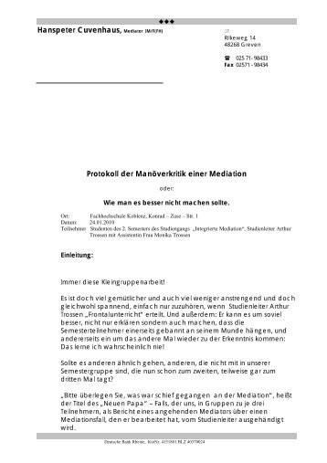 9-2 Protokoll Fallbesprechung - Integrierte Mediation