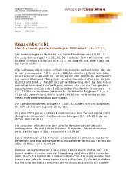 Kassenbericht 2003 - Integrierte Mediation