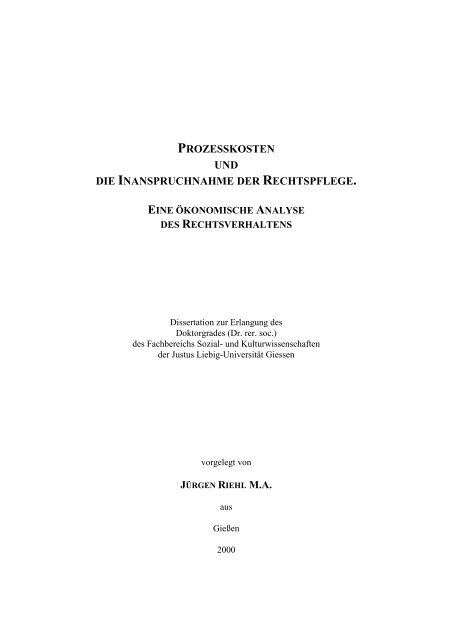 prozesskosten und die inanspruchnahme der rechtspflege.