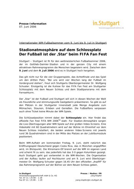Presse-Information vom 7. Juni 2006 (PDF-Dokument) - in.Stuttgart