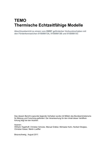 TEMO Thermische Echtzeitfähige Modelle - Institut für Informatik