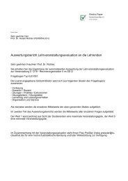 Auswertungsbericht Lehrveranstaltungsevaluation an die Lehrenden