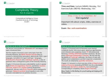 Complexity Theory - Institut für Informatik - TU Clausthal