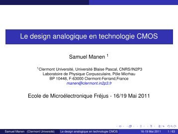 Le design analogique en technologie CMOS - IN2P3