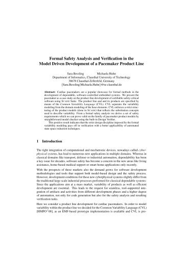 Formal Safety Analysis and Verification in the Model ... - TU Clausthal