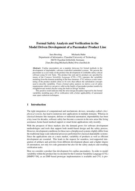 Formal Safety Analysis and Verification in the Model ... - TU Clausthal