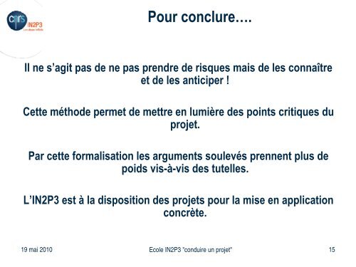 L'analyse des risques projets - IN2P3