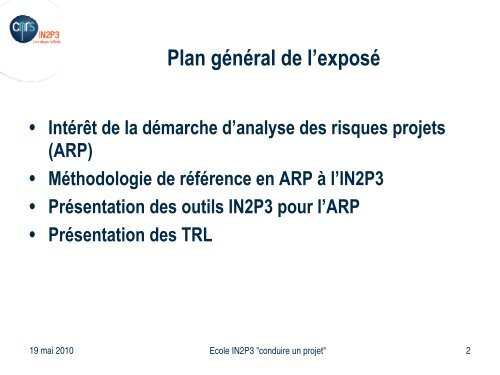 L'analyse des risques projets - IN2P3