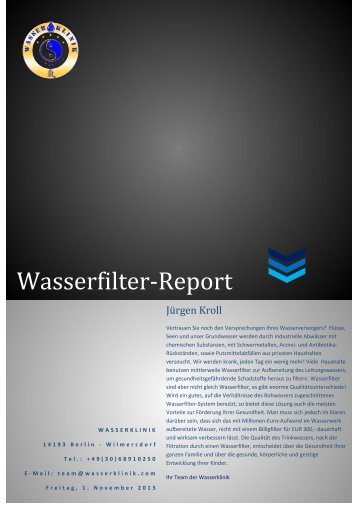Wasserfilter-Report - Trinkwasser Filtersysteme mit, weltweit ...
